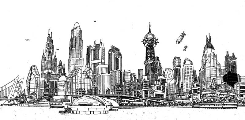 DC Comics Gotham City Skyline