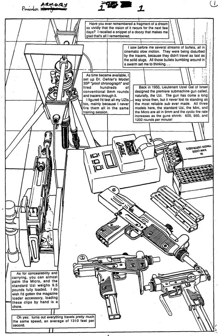 Uzi & Oehler Proof Chronograph - The Punisher Armory No. 1, July, 1990, Page 1