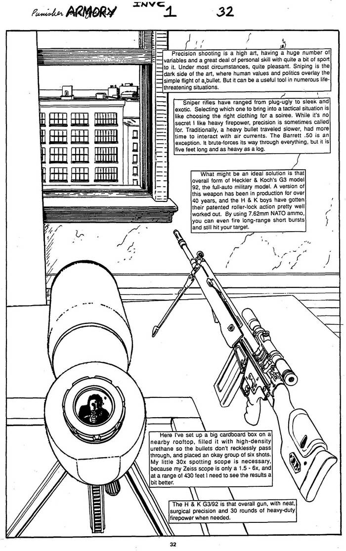 Heckler & Koch G3/92 & Zeiss Scope - The Punisher Armory No. 1, July, 1990, Page 32