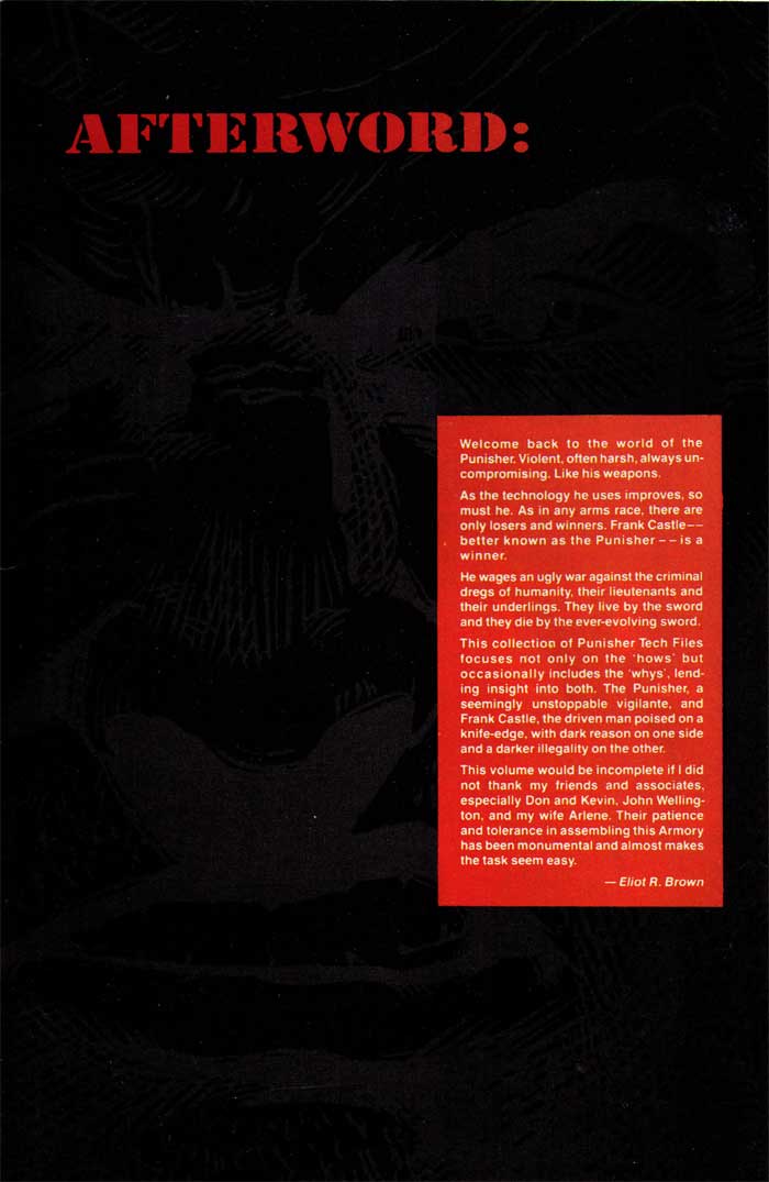 Afterward Inside Back Cover - The Punisher Armory No. 2, June, 1991