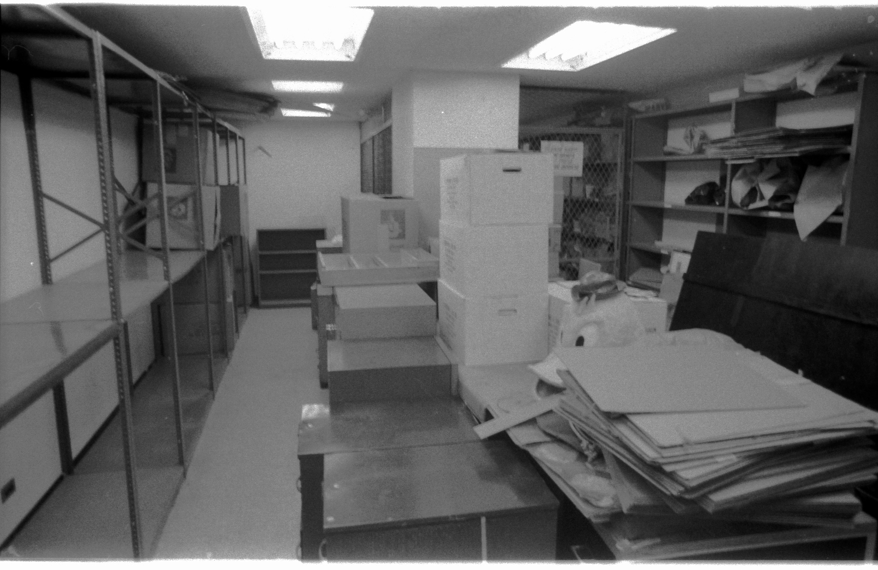 The supernaturally neat 9th Floor mailroom at 575 Madison Ave-- packed up neatly in a box, like never before. Sharp-eyed Marvelites may note a certain duck head amid the boxes... Marvel had a line of costumes worn by poor devils who appeared in them at store openings and sporting events. Some crazy idea of Marketing! This was, of course, a Howard the Duck costume! The business end of Marvel was up on 9.