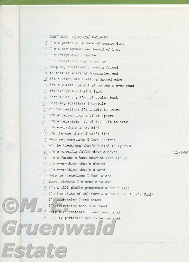 He wrote music, which does not get – emotionally– easier to listen to as time goes on. Part of what Mark left to me was his song book, shared here for the first time…