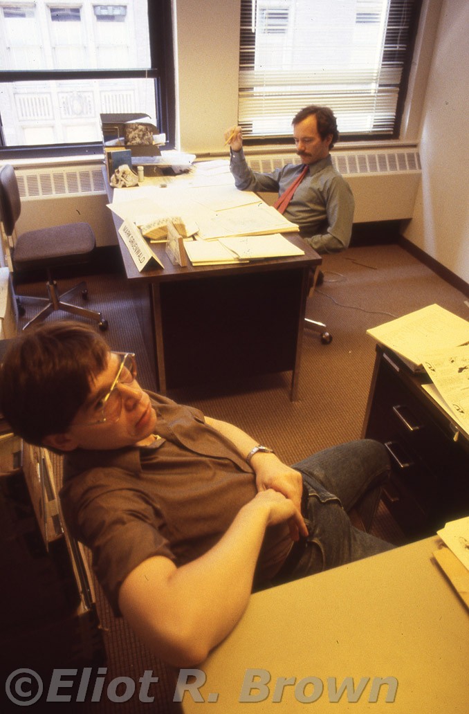 Mike Carlin and Mark Gruenwald Day One of Marvel Offices 387 Park Ave