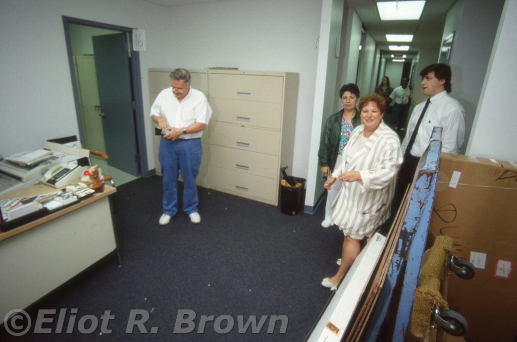 Senior Art Director -- and legendary artist of all manner of stripe -- John Romita Sr is attempting to bribe me into not taking his picture. But it's all in jest as he knows I cannot be bought. wife Virginia, Sue Ehrenreich and 11th Floor Subaltern look on