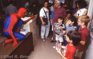 Spidey spins a web during Marvel Comics Office Tour