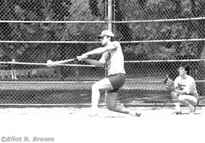 This is a poorly exposed image but one that captures the ball distorting on the tip of Jim’s bat. In that regard, I knew my shutter delay well.