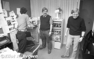 Editor Danny Fingeroth's back, Tom DeFalco and All-Round Artist Ron Frenz. probably in 1985