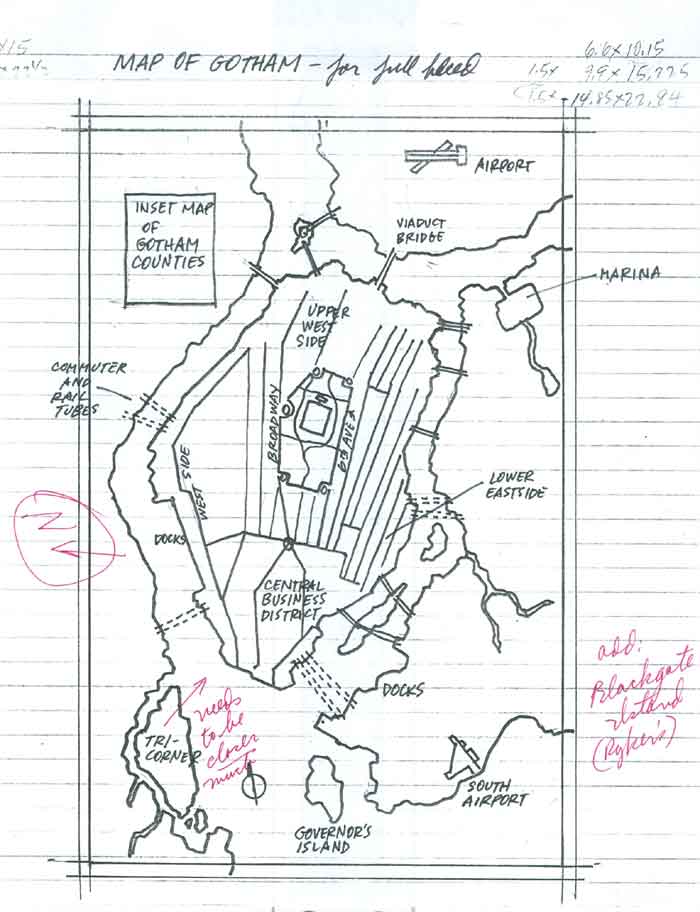 Batman's Gotham City Map Story Notes and Sketches 11 of 12