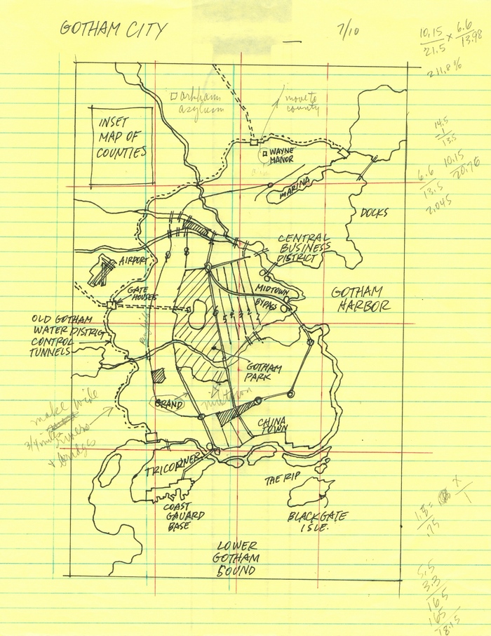 Batman's Gotham City Map Story Notes and Sketches 14 of 17