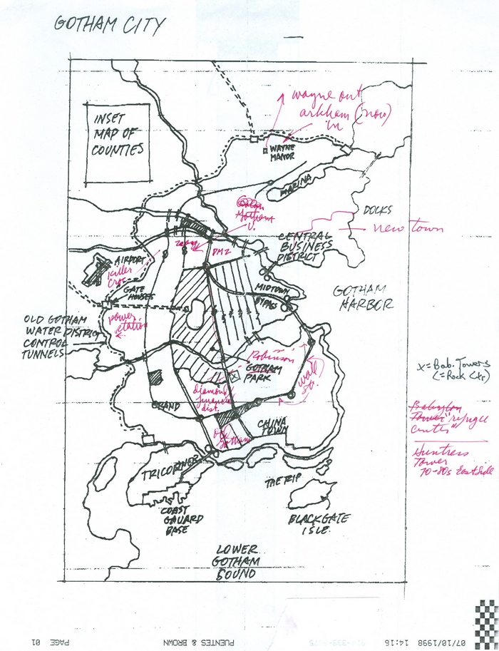 Batman's Gotham City Map Story Notes and Sketches 13 of 17